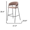 HomeRoots Set of Two 30" Brown and Black Shearling and Steel Low Back Bar Height Bar Chairs - 3 of 4
