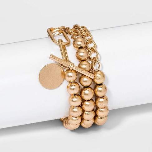 Paperclip Chain Bracelet Set 3pc - A New Day™ Gold : Target