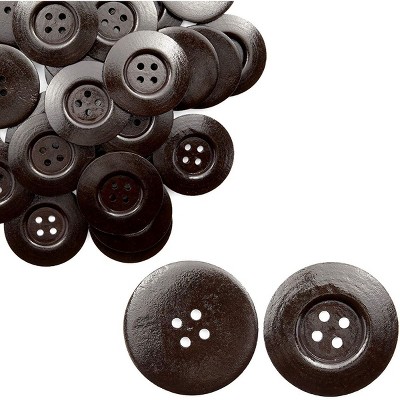 Bright Creations 30 Pieces Black Wooden Fasteners Buttons for Crafts, Sewing and Knitting Supplies, 2.3 in