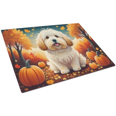 NEW Coton De Tulear Fall Glass Cutting Board Decorative Tempered Glass Kitchen Cutting and Serving Board Large Size Chopping Board