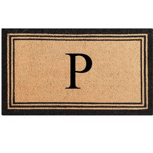 A1HC Natural Coir and PVC Backing Classic Border Monogrammed Door Mat, Anti-Shed Entry Doormat - 1 of 4