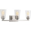 Progress Lighting Debut 3-Light Bath Vanity Fixture, Brushed Nickel, Steel, Vintage Modern Design, Clear or Frosted Seeded Shades - 2 of 4