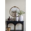 Dexmalle Vintage Round Wall Mirror With Gold Finish And Decorative Leaf Crest - 2 of 4
