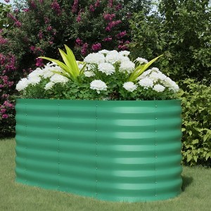4x2x2ft & 6x3x2ft Galvanized Steel Raised Garden Bed, Heavy-Duty Oval Planter Box, Corrosion-Resistant Outdoor Gardening Kit - 1 of 4