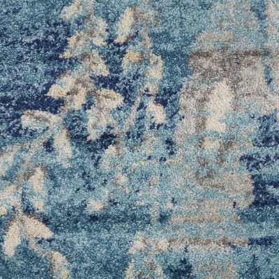 Turquoise Blossom Elegance 8'10" x 11'10" Synthetic Floral Rug
