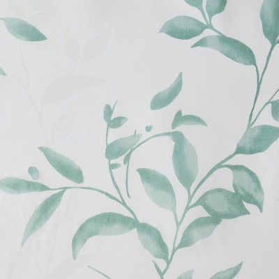 Seafoam Botanical Floral Print Fabric Shower Curtain