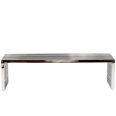 Modern Gridiron 60" Stainless Steel Sleek Bench in Silver