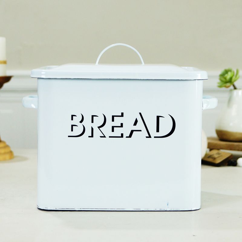 VIP Metal 14 in. White Square Labeled Bread Box, 4 of 6