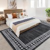 Solid Bordered Rug, Machine Washable Soft Geometric Throw Carpet, Non-Slip Low-Pile Indoor Floor Mat for Living Room, Bedroom, Office - 2 of 4