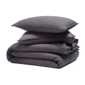 100% Cotton Linen Texture Vintage Wash Percale Duvet Cover Set by Blue Nile Mills - 1 of 4