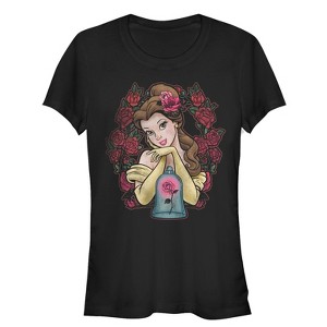 Juniors Womens Beauty and the Beast Belle Rose Wreath T-Shirt - 1 of 3