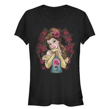 Juniors Womens Beauty and the Beast Belle Rose Wreath T-Shirt