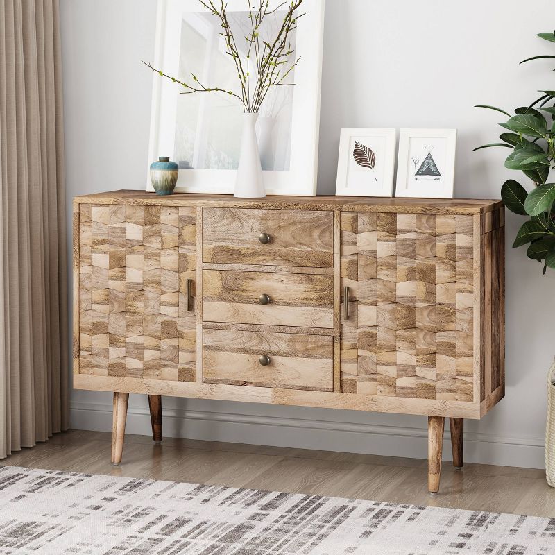 Latimer Mid-Century Modern 3 Drawer Sideboard Natural - Christopher Knight Home, 3 of 14