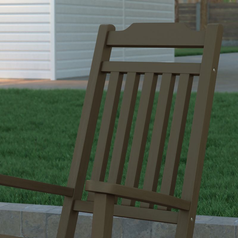 Emma and Oliver Set of 2 All-Weather Poly Resin Faux Wood Rocking Chairs for Porch &Patio, 6 of 14