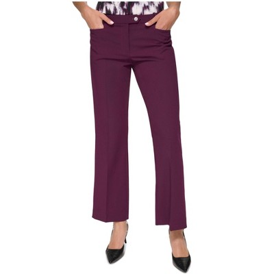 Calvin Klein Womens Modern Fit Casual Trouser Pants, Purple, 2P