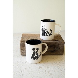 Kalalou Halloween Dog and Cat Ceramic Mugs, Set of 2 – 17 oz - 1 of 3
