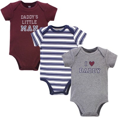 Hudson Baby Infant Boy Cotton Bodysuits 3pk, Boy Daddy, 9-12 Months