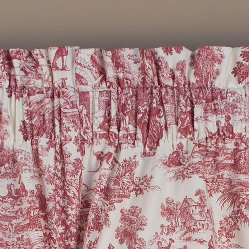Victoria Park Toile 2-Piece Classic Print Window Valance 70" x 28" Red by Ellis Curtain, 2 of 4