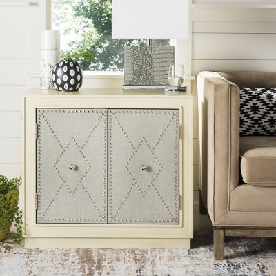 Erin Beige and Gray 2-Door Chest with Nailheads