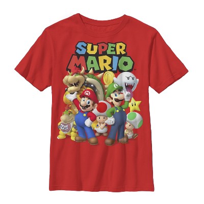 Boy's Nintendo Super Mario Group T-shirt - Red - Small : Target