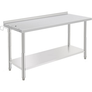 60X24x35 Inch Stainless Steel Work Table with Double Shelf, Heavy Duty Prep Station for Kitchen Restaurant or Garage Storage - 1 of 4