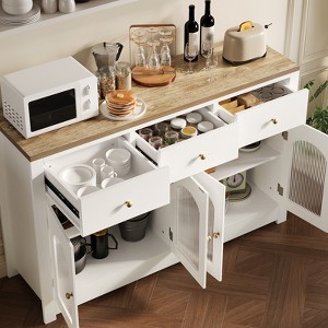 55 Inch Storage Cabinet Dining Narrow Buffet Sideboard Cabinet with 3 Drawers and 4 Doors for Kitchen, Dining Room, Living Room - 1 of 4