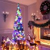Costway 4.5\6.5\7.5ft Pre-Lit Hinged Pencil Christma Multicolor Lights - 2 of 4