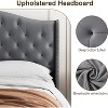 Queen Size Platform Bed Frame, Velvet Upholstered Headboard with Nailhead Trim, Wood Slat Support, No Box Spring Required, Easy Assembly, Quiet - 3 of 4