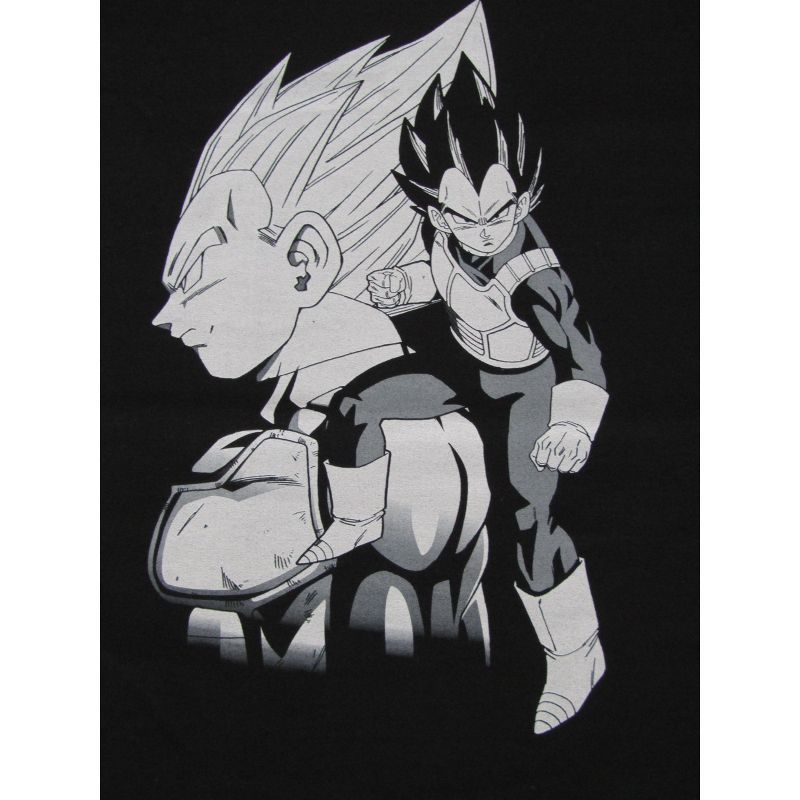 Dragon Ball Z Vegeta Black And White Character Art Men's Black T-shirt, 2 of 3