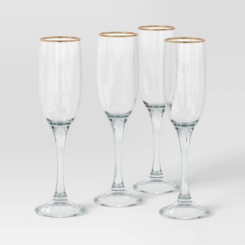 4pc Champagne Wine Glass Set Gold - Threshold™