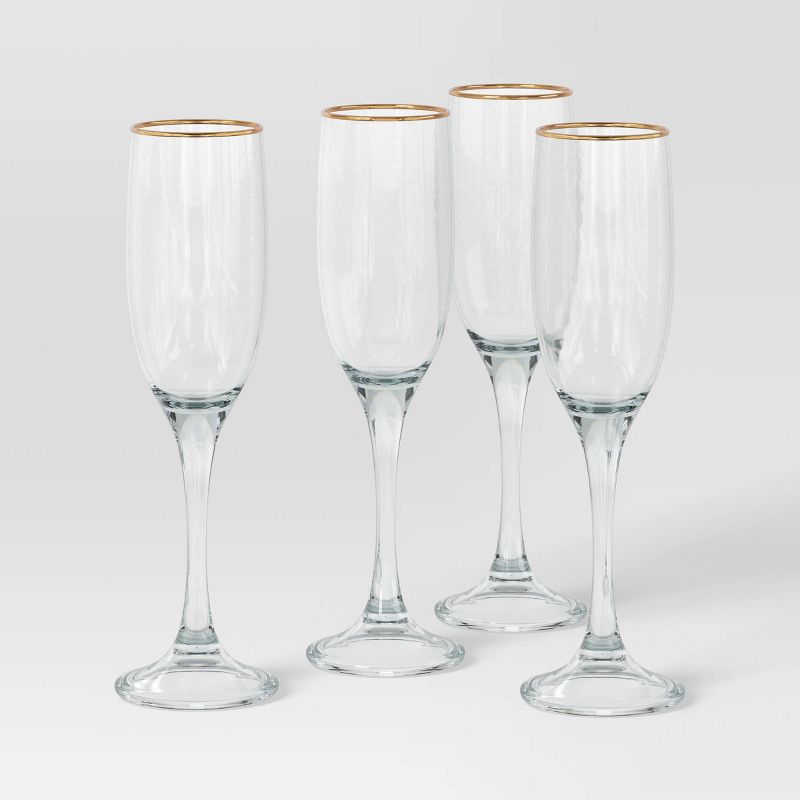4pc Champagne Wine Glass Set Gold - Threshold&#8482;, 1 of 5
