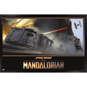 Trends International Star Wars: The Mandalorian Season 2 - TIE Fighter Battle Framed Wall Poster Prints - 1 of 4