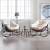VYNXARIA Outdoor Rattan Rocking Chair,Padded Cushion Rocker Recliner Chair Outdoor for Front Porch, Living Room, Patio, Garden, White - 3 of 4