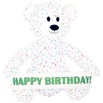Sunnydaze Indoor/Outdoor Sprinkles the Celebration Bear LED Inflatable Decoration with 5 Customizable Banners - 6'