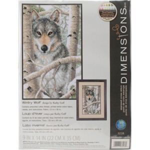 Dimensions Stamped Cross Stitch Kit 9"X14"-Wintry Wolf - 1 of 2