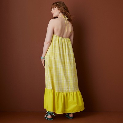 Женские платья Rosie Assoulin x Target Women's Halter Flounce Gingham Maxi Dress - Rosie Assoulin x Target Yellow XS — фото 3