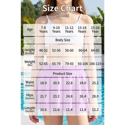 Charmo Girls' Elastic High Waist Double Ruffle Swim Skirt with Built-in Shorts Purple 11-12 Years — фото 6