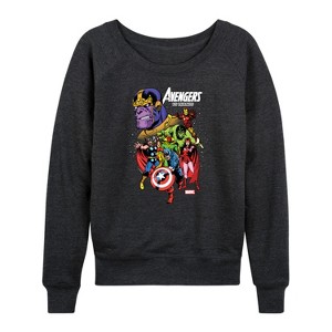 Women's - Marvel - Avengers Vs Thanos Lightweight French Terry Wide Neck Long Sleeve Graphic Shirt - 1 of 4