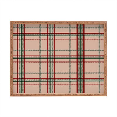 Emanuela Carratoni Tartan Theme on Pink Rectangular Tray -Deny Designs