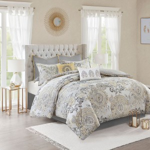 Sapphtopaz 8 Piece Comforter Set Bedding Sets Cotton Plant Flower Pattern Printing and Symmetric Print Reversible Quilt Set - 1 of 4