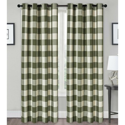Kate Aurora Country Farmhouse Living Classic Buffalo Plaid Checkered Single Grommet Top Window Curtain Panel