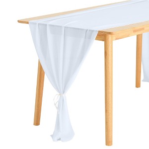 Unique Bargains Wedding Party Chiffon Sheer Table Runner 10ft 28 x 120 Inches 6 Pcs - 1 of 4