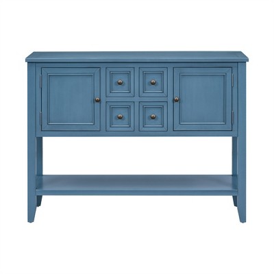 XINGHANZHENXUAN Vintage Console Table, 4 Drawers & Bottom Shelf, Multi-Color Options for Living Room & Entryway