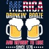 Men's Design By Humans July 4th America Drinkin' Booze And Refusin' To Lose Since 1776 By  T-Shirt - image 2 of 2