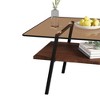 Sapphtopaz Contemporary Minimalist Coffee Table Tempered Glass Tabletop Rectangle Low Table with Storage Shelf Center Table for Living Room - 3 of 4
