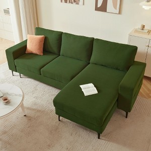 XIZZI Upholstered Sectional Sofa with Comfy Chaise Large Deep Seat, Minimalist Modular Couches Sleeper for Living Room Bedroom Apartment Lounge - 1 of 4