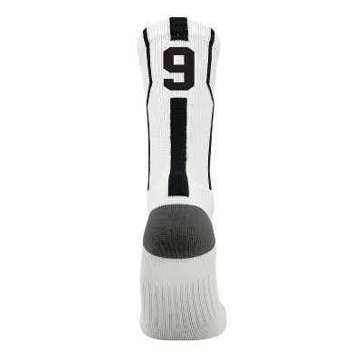 Mk Socks Player ID Jersey Number SINGLE Crew Sock - White, Black