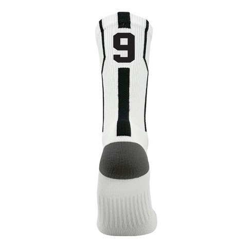 Mk Socks Player ID Jersey Number SINGLE Crew Sock - White, Black - image 1 of 1