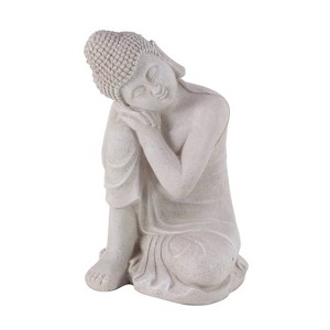 20" x 13" Magnesium Oxide Traditional Buddha Garden Sculpture Gray - Olivia & May: Indoor Resting Figure - 1 of 4
