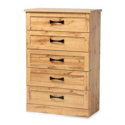 Colburn Wood 5 Drawer Tallboy Storage Chest - Baxton Studio: Engineered for Bedroom